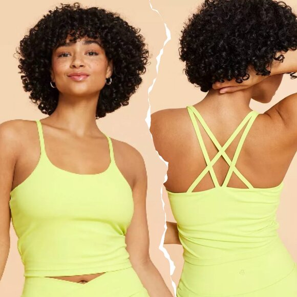 Blogilates Tops - Blogilates Strappy Cropped Tank Top, Lime Green, S